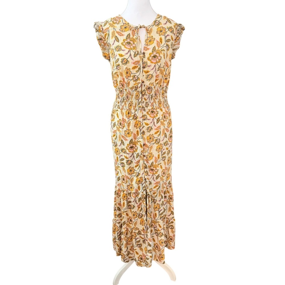 Sonoma Goods For Life Yellow Floral Maxi Dress Size 1X Prairie Cottagecore Retro